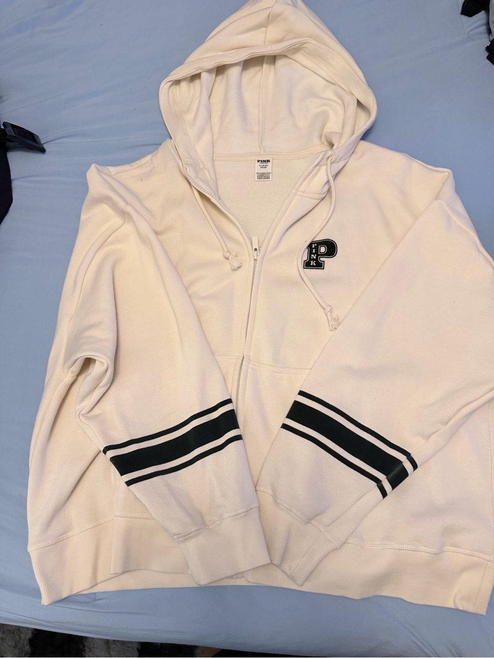 PINK VS White with Green stripes Zip up - SIZE XL